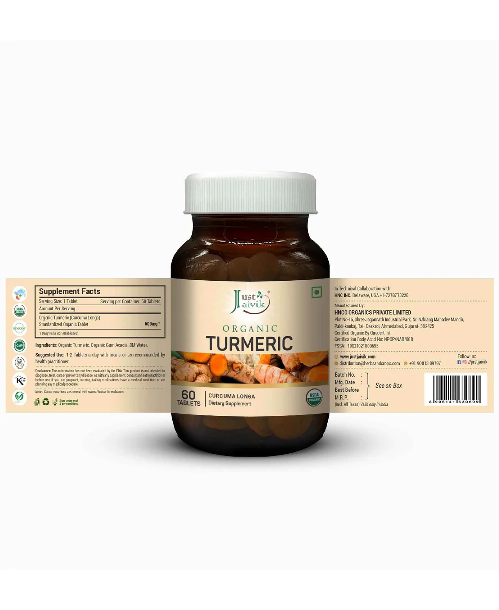 Organic Turmeric Tablets – 600mg, 60 Tablets
