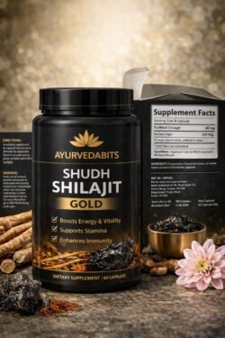 Ayurvedabits Shudh Shilajit Gold capsules dietary supplement bottle