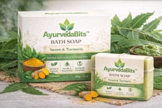 AyurvedaBits Neem and Turmeric Bath Soap natural ayurvedic cleansing bar with herbal ingredients