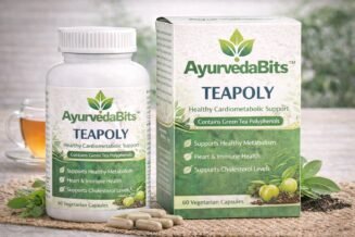 AyurvedaBits Teapoly capsules with green tea polyphenols for healthy metabolism, heart health and cholesterol support
