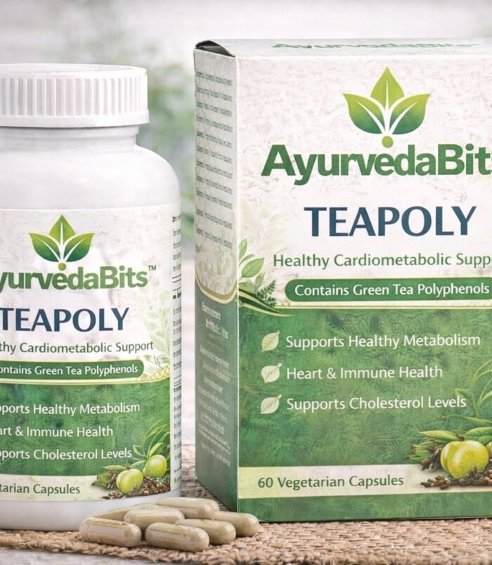 AyurvedaBits Teapoly capsules with green tea polyphenols for healthy metabolism, heart health and cholesterol support